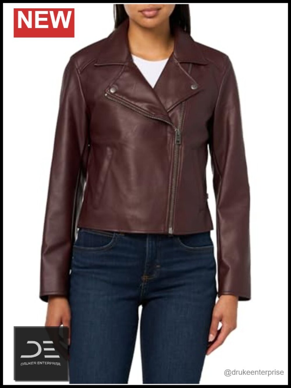 Faux Leather Clean Moto Jacket Asymmetrical Zip Cropped Biker Style